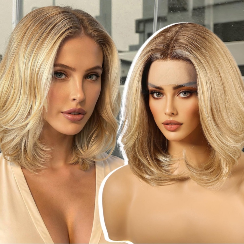 Cream Wavy Layered Hair Wig
